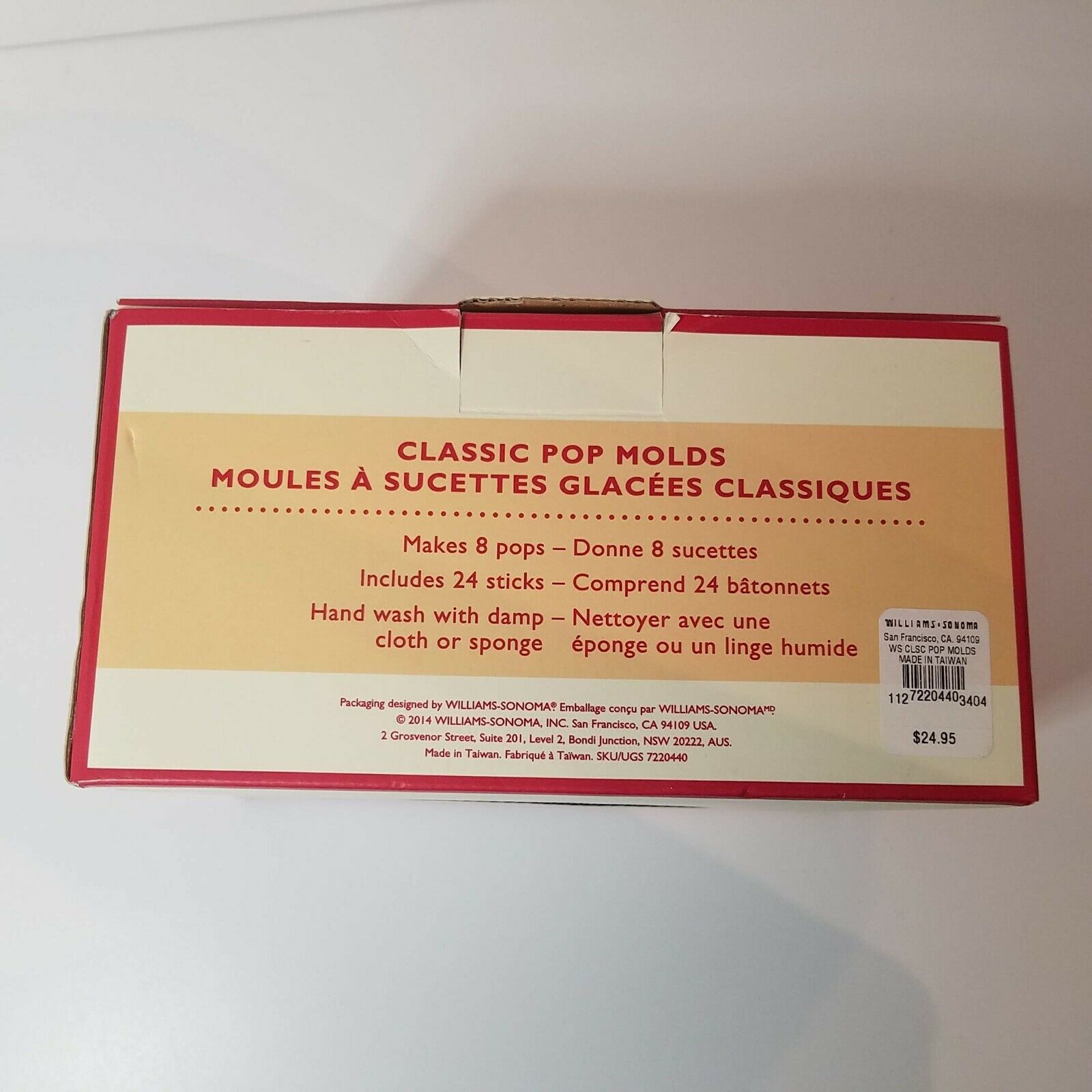 Williams-Sonoma, Classic Pop Molds, Retro Style, Popsicle, Ice Lolly, Makes 8 - Fresh Stock Dated February 2026