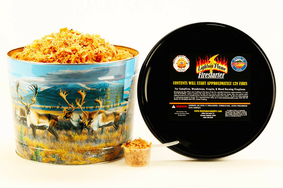 Home Fireplace Stove & Grill Fire Starter in Decorative Tin Lights 128 Fires - Fresh Stock Dated January 2026