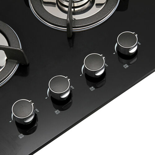 23.6'' Tempered Glass 4 Burner (2.75-3 KW) Gas Stove Kitchen Cooktops Cooker Hob - Fresh Stock Dated February 2026