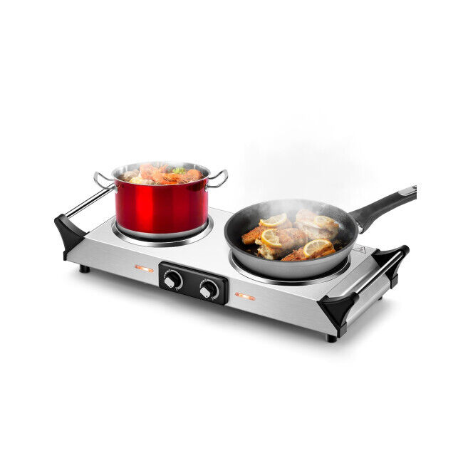 Electric Stove Double Infrared Ceramic Hot Plate Pan Cooking Two Control Cooktop - Fresh Stock Dated February 2026