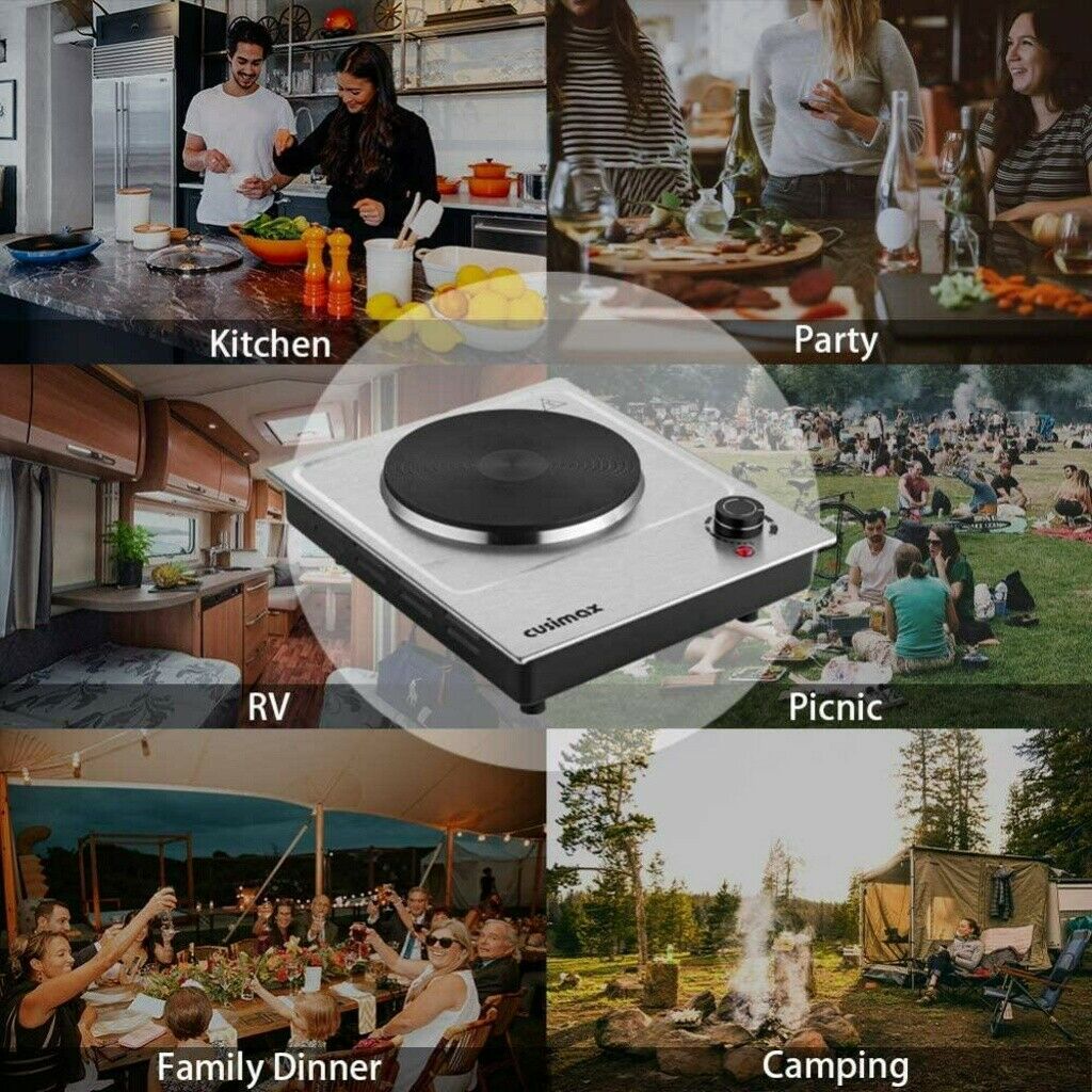 Elec-tric Portable Single Burner 1500W Hot Plate CookING Stove Countertop Travel - Fresh Stock Dated February 2026