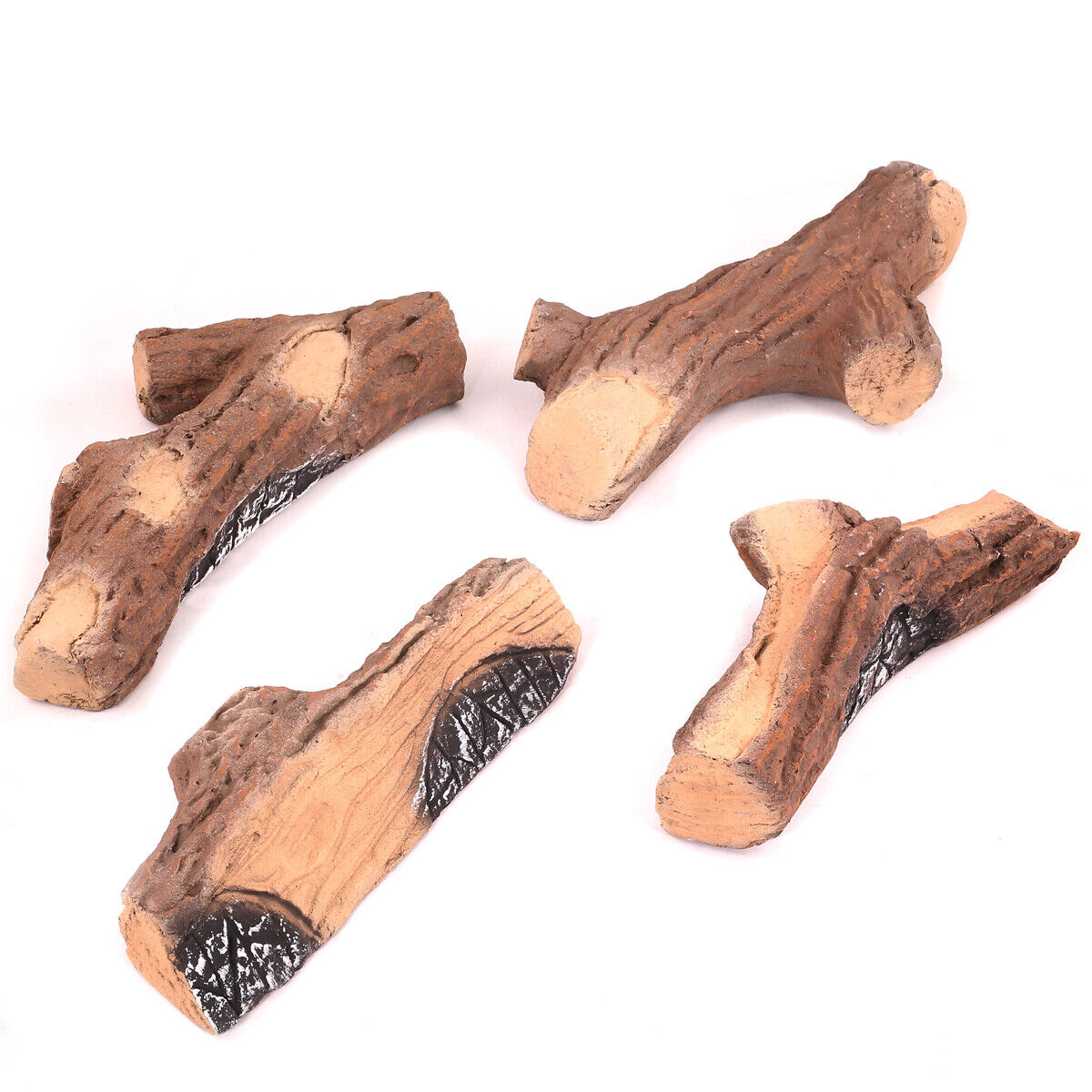 Barton 9pcs Realistic Fireplace Log Flame Decorative Large Ceramic Wood Firepit - Fresh Stock Dated January 2026