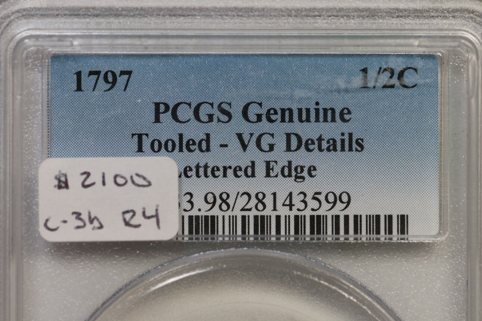 1797 C-3b R-4 PCGS VG Details Lettered Edge Liberty Cap Half Cent Coin 1/2c - Fresh Stock Dated December 2025