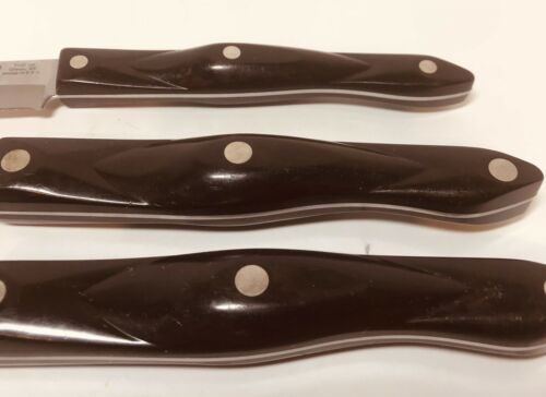 3 Cutco Knives 4” Paring Petite Carver Carving Knife Brown Handles - Fresh Stock Dated January 2026