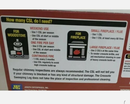 Creosote Sweeping Log Fireplace/ Woodstove/ Chimney Cleaner  PACK OF 2 - Fresh Stock Dated December 2025