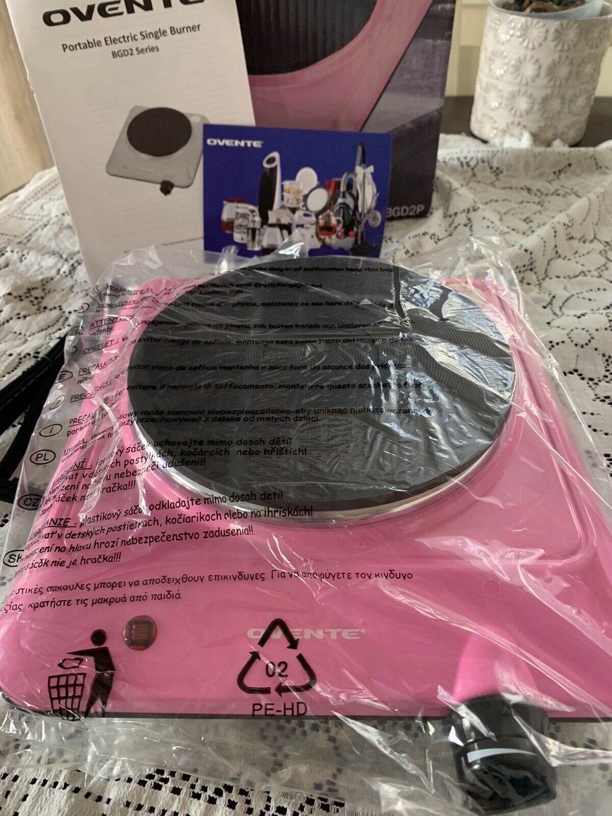 Portable OVENTE Electric Single Burner 7” Inch Durable Iron Cast 1000W BGD2P NEW - Fresh Stock Dated February 2026