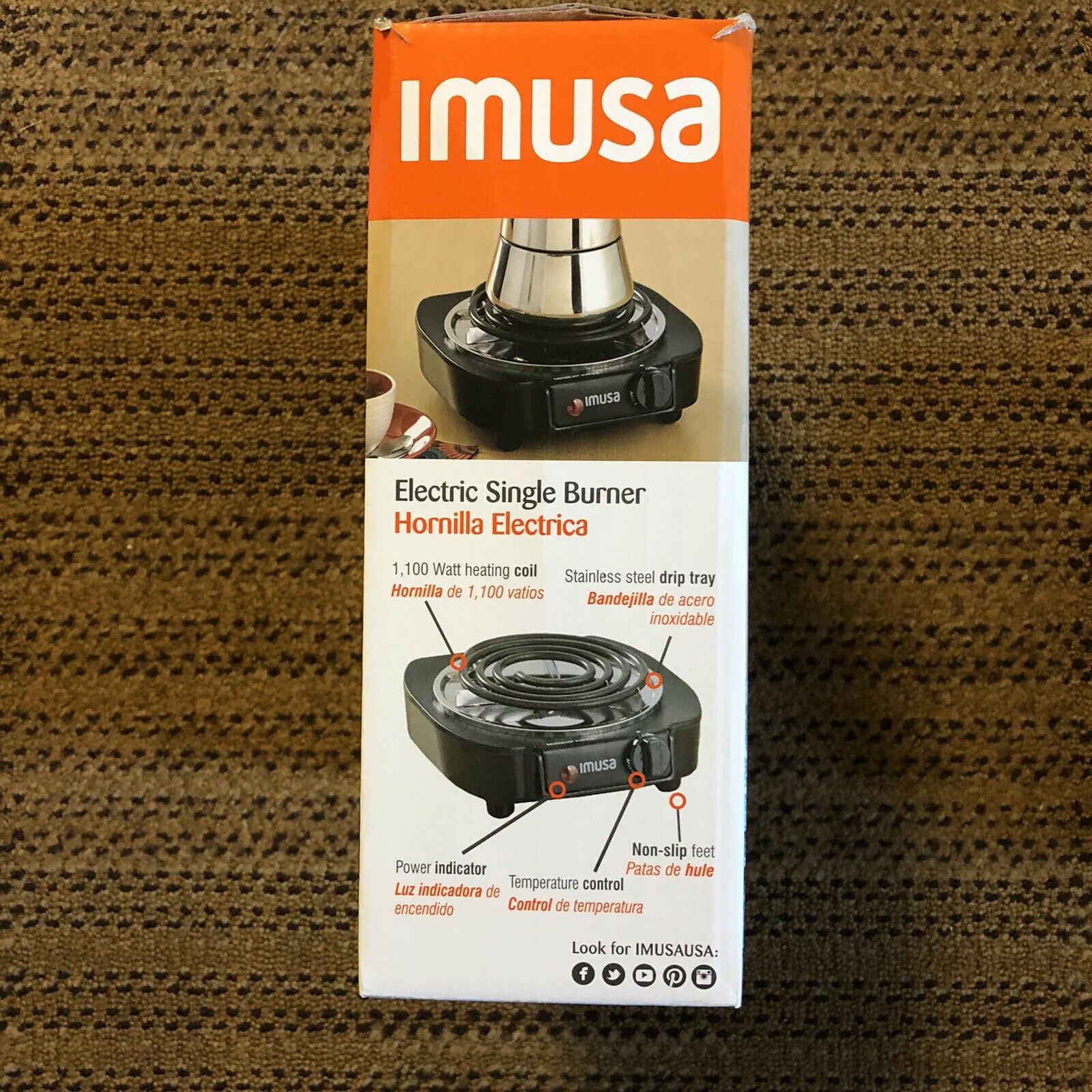 Imusa 1100W Electric Single Burner, Camping, Dorm, Travel, Household - Fresh Stock Dated February 2026