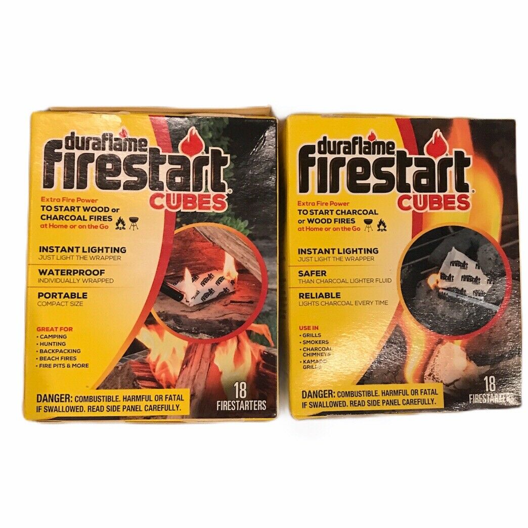 2 x Duraflame Firestart CUBES 18 Pk Firestarters Instant Safe Reliable Original - Fresh Stock Dated January 2026