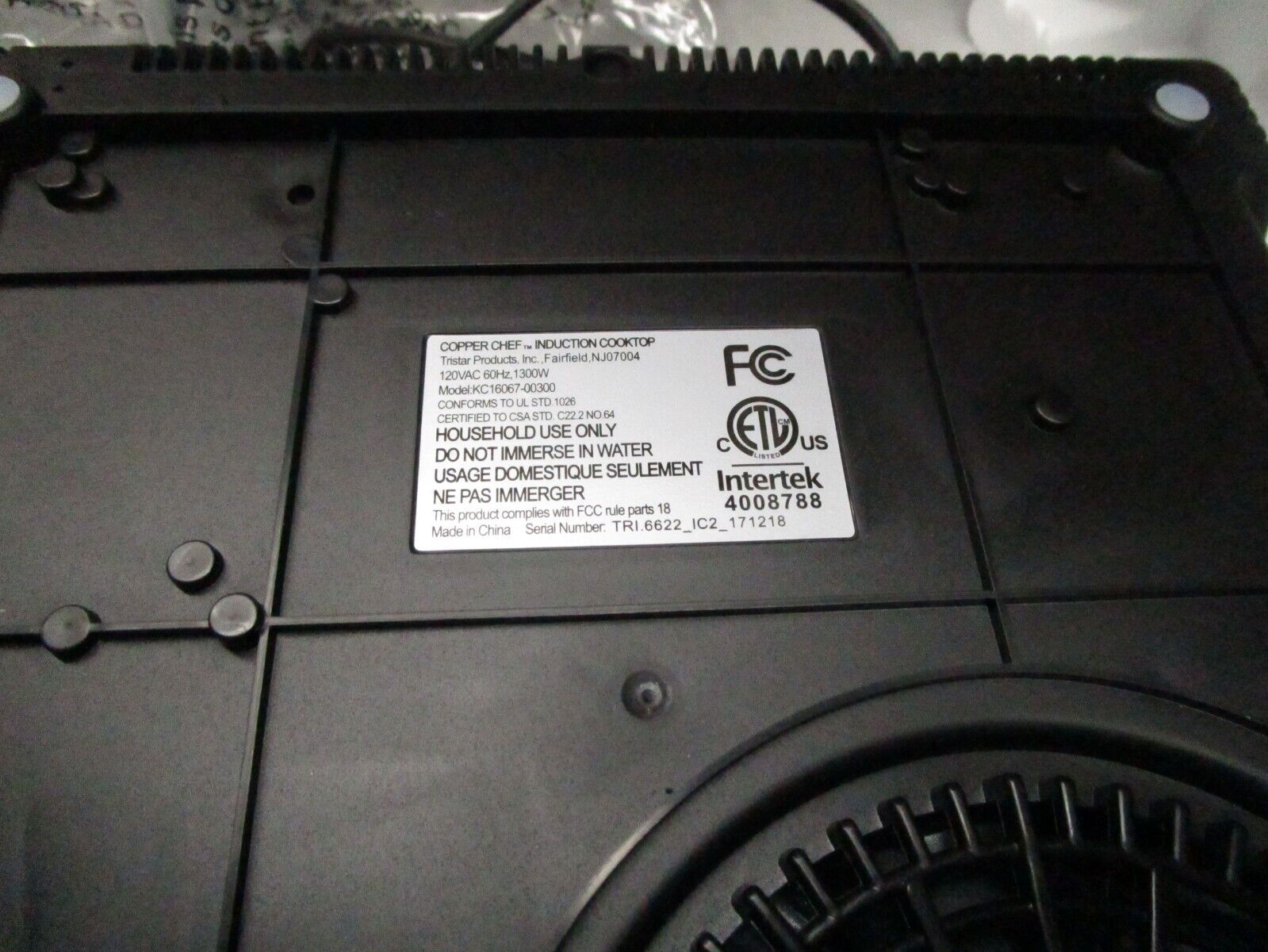 COPPER CHEF Induction Cooktop 1300 Watts KC16067-00300 Black - Fresh Stock Dated February 2026