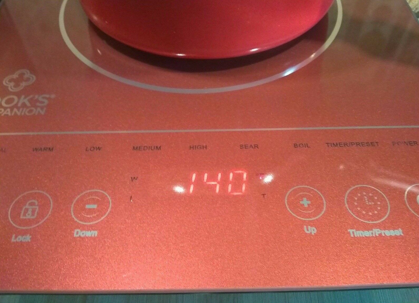 NEW Cooks Companion Induction Cooktop 1500W LED Programmable Cooker Merlot Red - Fresh Stock Dated February 2026