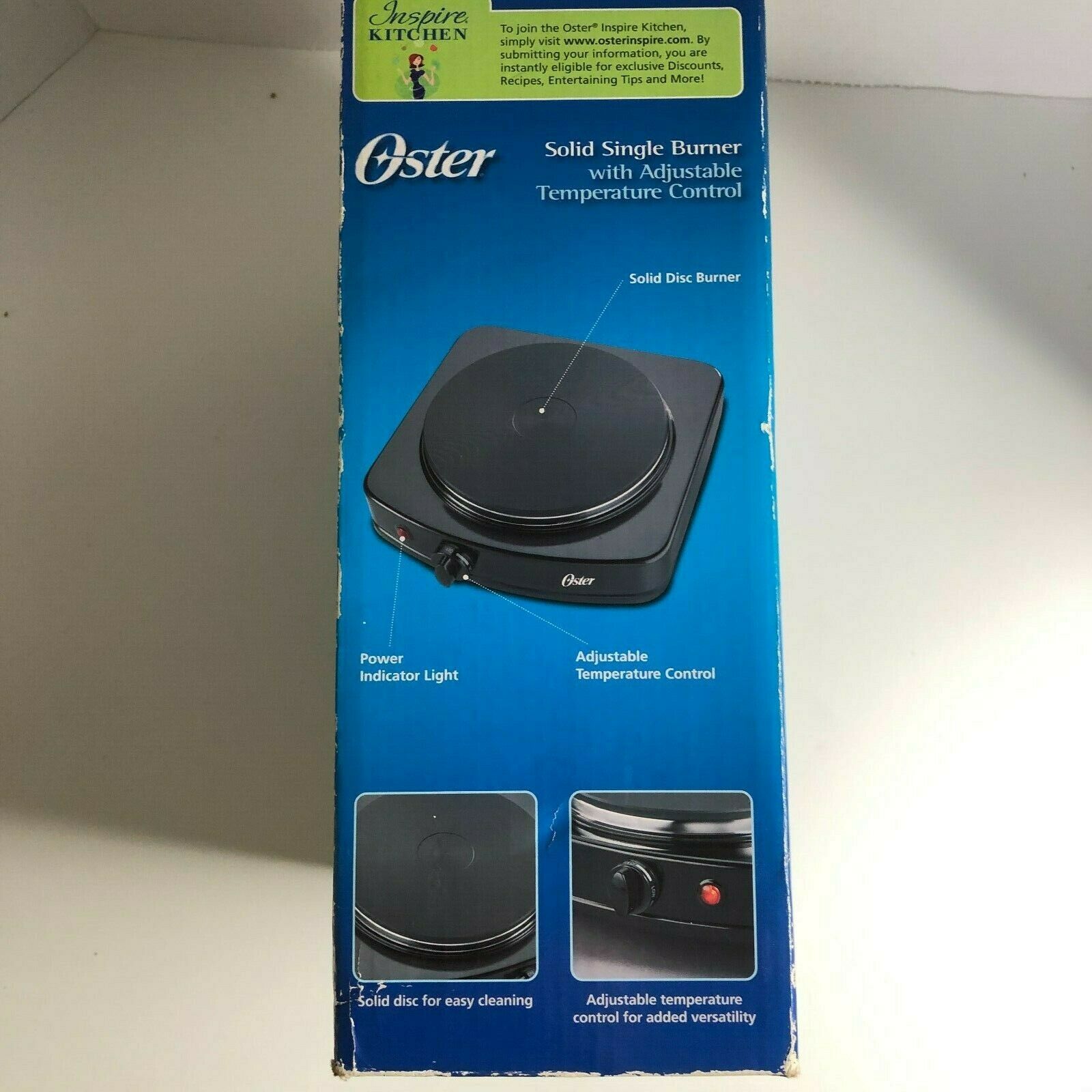 OSTER kitchen burner Hotplate Black Solid Single CKSTSB100-B 900 Watts - Fresh Stock Dated February 2026