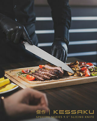Kessaku 9.5-Inch Slicing Carving Knife - Spectre Series - AUS-8 Stainless Steel - Fresh Stock Dated January 2026