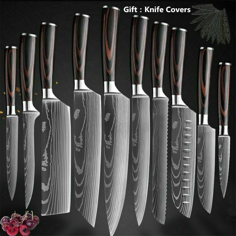 Knife Set 10 Piece Kitchen Knife Set with Block Stainless Steel Full-Tang Knives - Fresh Stock Dated February 2026