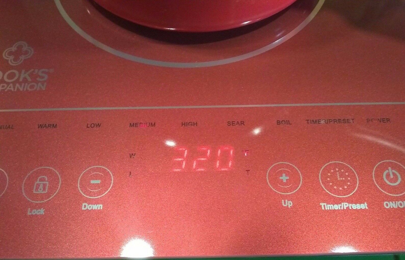 NEW Cooks Companion Induction Cooktop 1500W LED Programmable Cooker Merlot Red - Fresh Stock Dated February 2026