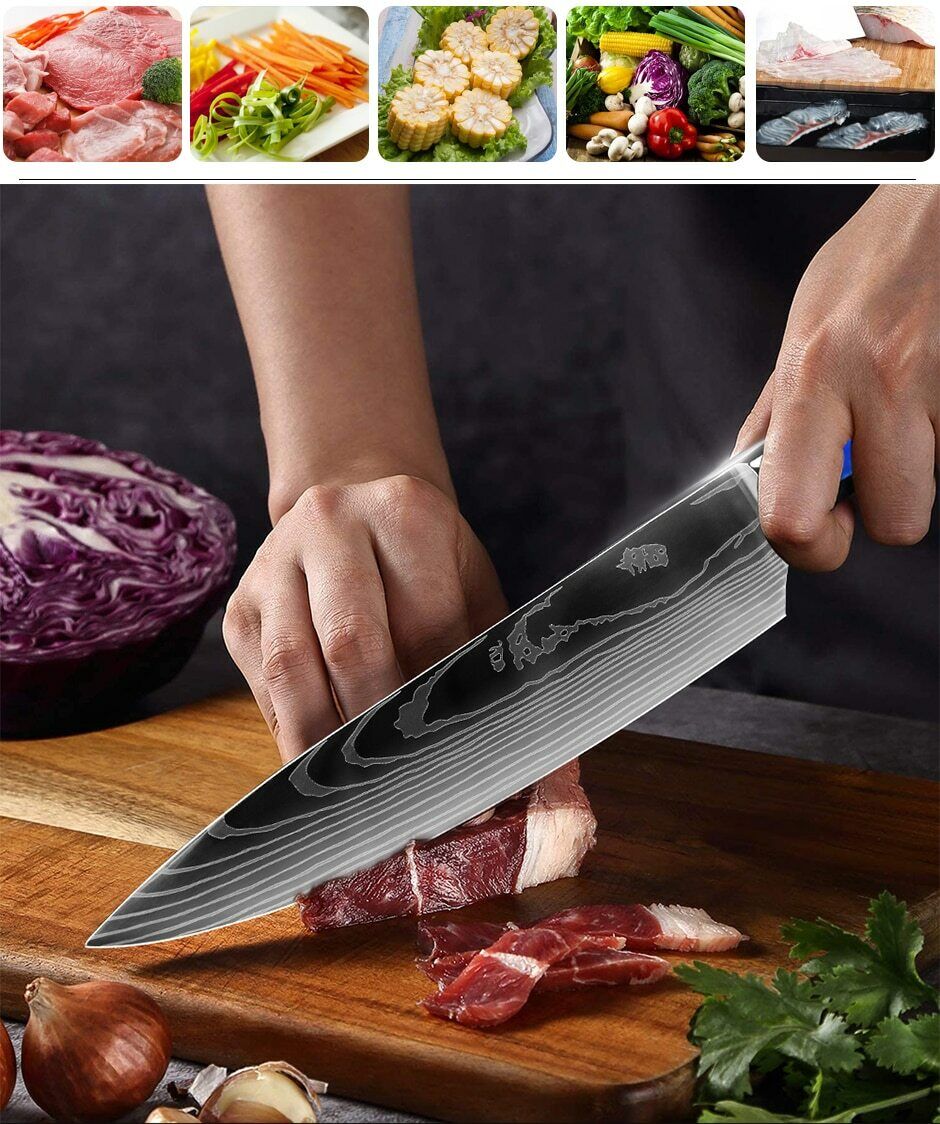 Knife Set 10 Piece Kitchen Knife Set with Block Stainless Steel Full-Tang Knives - Fresh Stock Dated February 2026