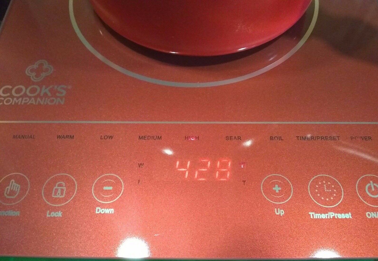 NEW Cooks Companion Induction Cooktop 1500W LED Programmable Cooker Merlot Red - Fresh Stock Dated February 2026