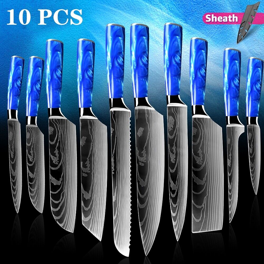 Knife Set 10 Piece Kitchen Knife Set with Block Stainless Steel Full-Tang Knives - Fresh Stock Dated February 2026