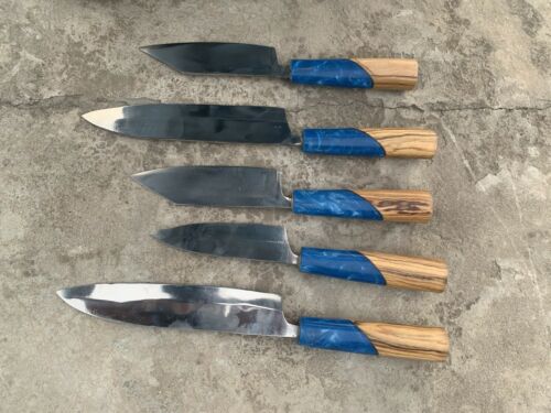 CUSTOM HANDMADE gyuto knives in japanese 440C high carbon steel set of 5 knives - Fresh Stock Dated January 2026