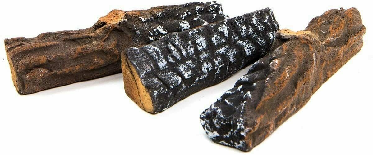 Decorative Realistic Flame 10 PC Petite Ceramic Wood Fireplace Firepit Log Set - Fresh Stock Dated December 2025