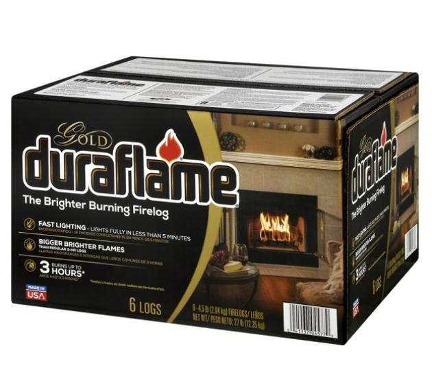 Duraflame Fire Logs 6 Pack - 4.5lb Bright Burning 3 Hour Burn Time Fast Lighting - Fresh Stock Dated December 2025