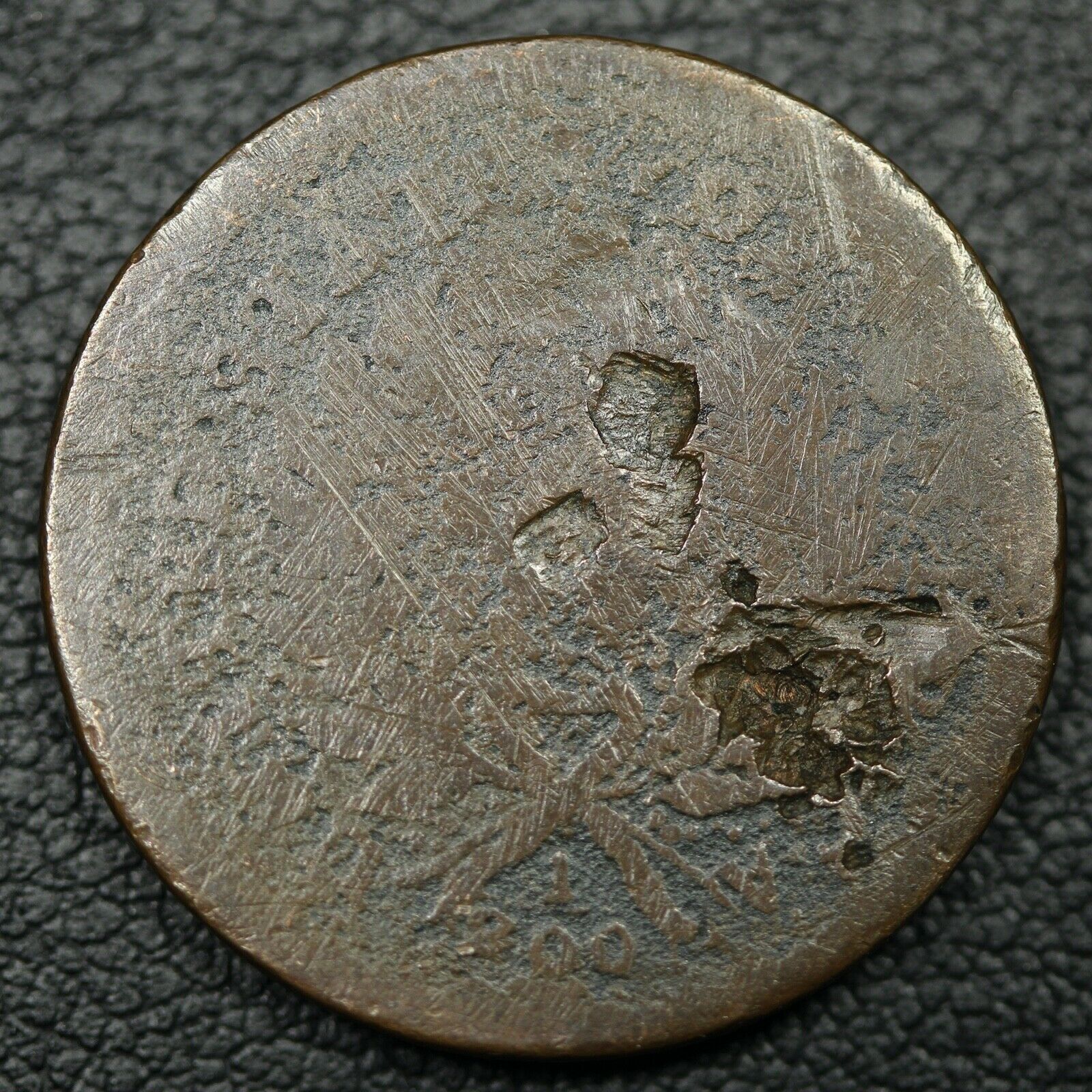 1793 Liberty Cap Flowing Hair Copper Half Cent - Reverse Damage - Fresh Stock Dated December 2025