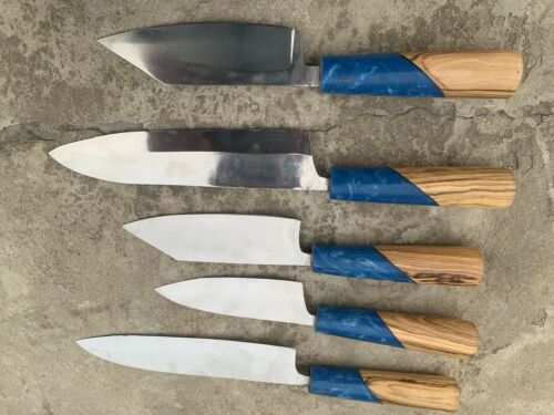CUSTOM HANDMADE gyuto knives in japanese 440C high carbon steel set of 5 knives - Fresh Stock Dated January 2026