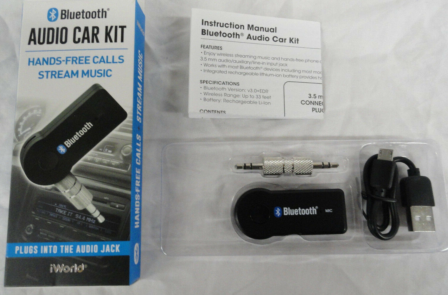 BLUETOOTH WIRELESS RECEIVER 3.5MM AUDIO STEREO MUSIC ADAPTER FOR STEREO OR CAR - Fresh Stock Dated December 2025