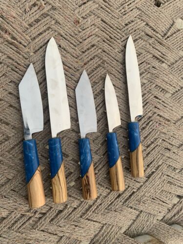 CUSTOM HANDMADE gyuto knives in japanese 440C high carbon steel set of 5 knives - Fresh Stock Dated January 2026