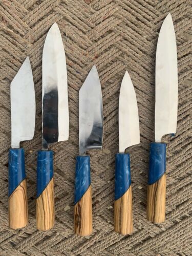 CUSTOM HANDMADE gyuto knives in japanese 440C high carbon steel set of 5 knives - Fresh Stock Dated January 2026