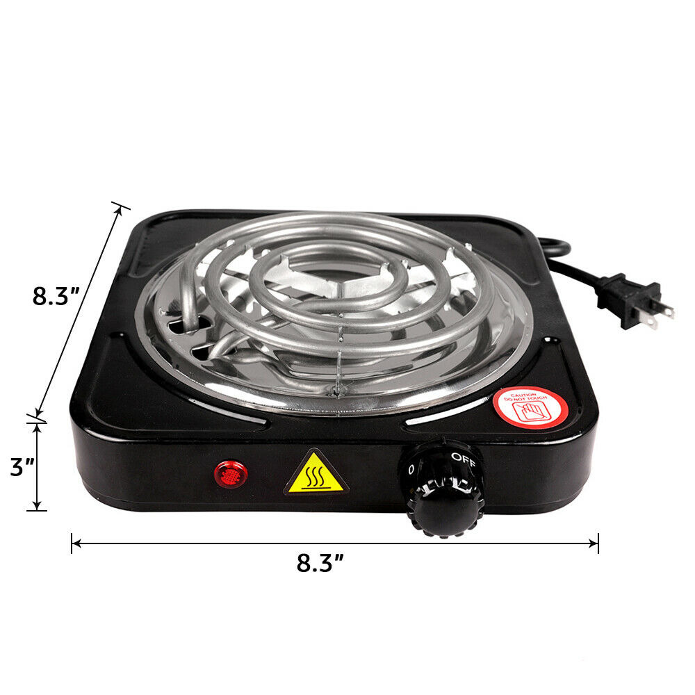 1000W Portable Single Electric Burner Hot Plate Camping Stove Stainless 110V - Fresh Stock Dated February 2026