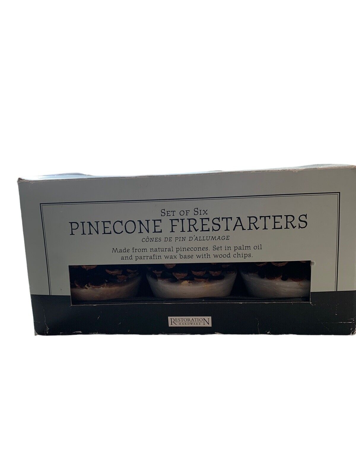 NOS RH Set of 6 Natural Pinecone Fire Starters Parrafin Wax Palm Oil Wood Chips - Fresh Stock Dated January 2026