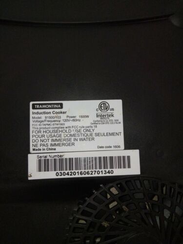 Tramontina Induction Counter Cooker Cooktop Single Burner Model 81500/103 - Fresh Stock Dated February 2026