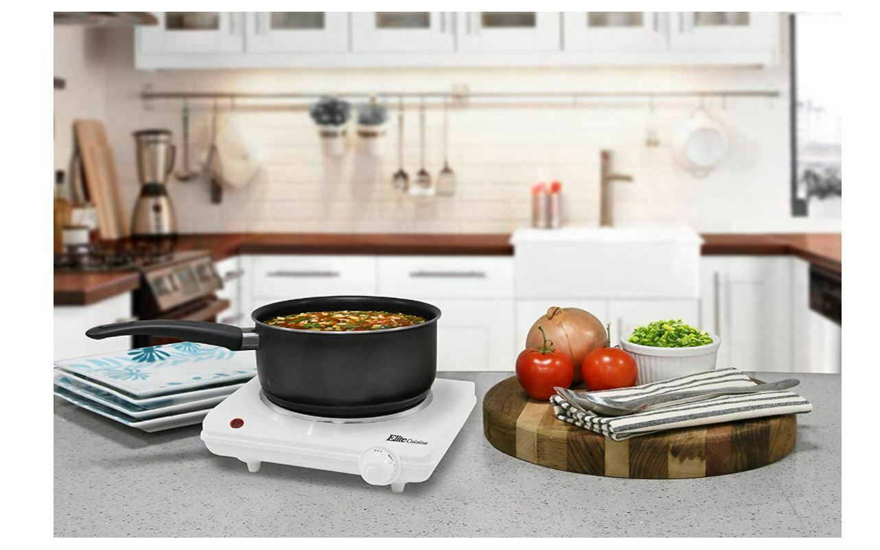 Elite Gourmet Countertop Electric Hot Burner, Temperature Controls Easy to Clean - Fresh Stock Dated February 2026