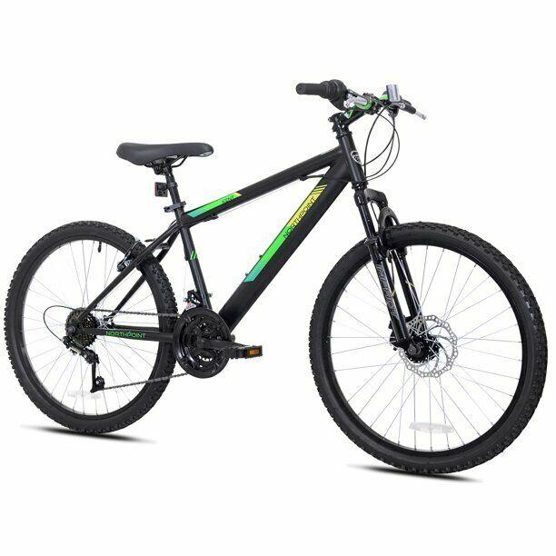 Kent 24 In. Northpoint Boys Mountain Bike 21 Speed Front Disc Brake Black/Green - Fresh Stock Dated December 2025