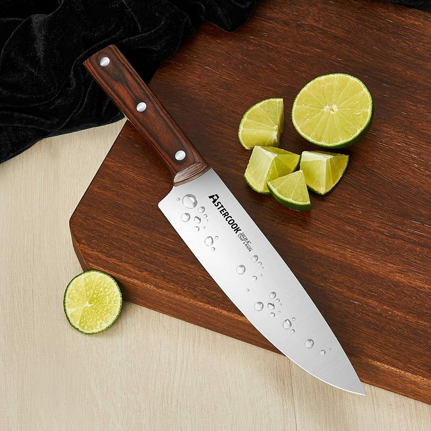 Knife Set, 15-Piece Kitchen Knife Set with Block Wooden German Stainless Steel - Fresh Stock Dated January 2026