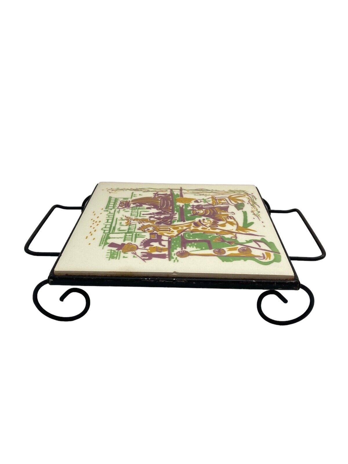 Vintage MCM Electric Food Warmer Ceramic Tile Mardi Gras Design Hot Plate Noplug - Fresh Stock Dated January 2026