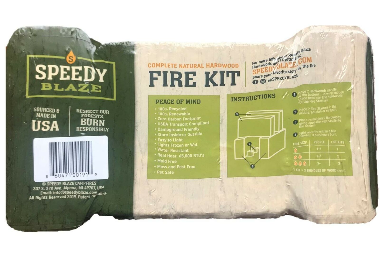 Speedy Blaze Complete Natural Hardwood Fire Kit, 3 Hour Blaze, Water Resistan... - Fresh Stock Dated January 2026