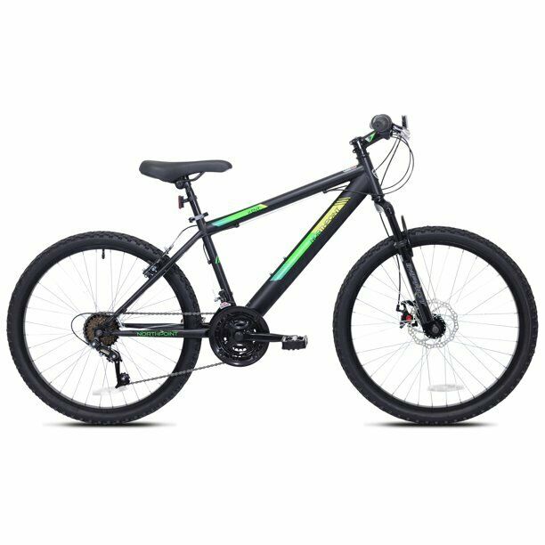 Kent 24 In. Northpoint Boys Mountain Bike 21 Speed Front Disc Brake Black/Green - Fresh Stock Dated December 2025