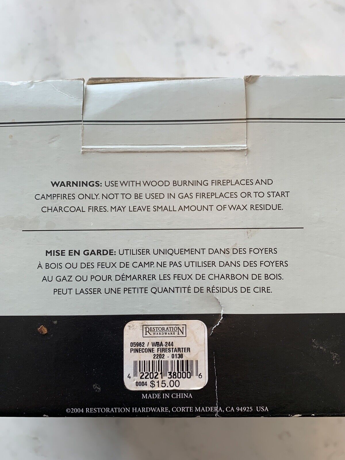 NOS RH Set of 6 Natural Pinecone Fire Starters Parrafin Wax Palm Oil Wood Chips - Fresh Stock Dated January 2026