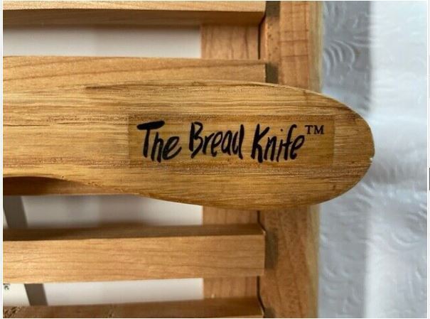 NEW- Fiddle Bow Bread Knife and Matching Wooden Cutting Board with Crumb Catcher - Fresh Stock Dated February 2026