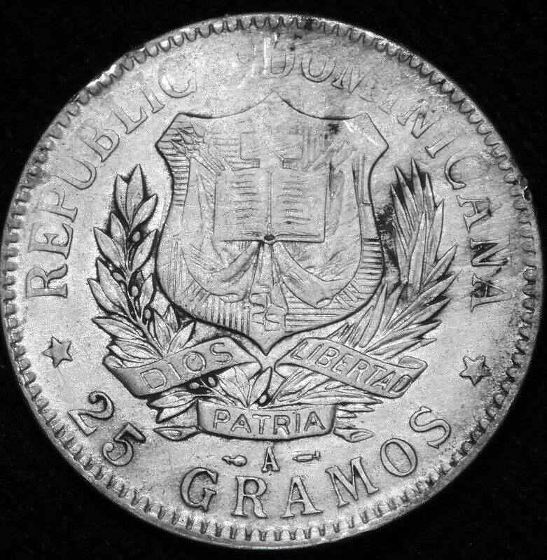 1897 One Peso  Large Silver Coin of Dominican Republic  1897  A47-458 - Fresh Stock Dated December 2025