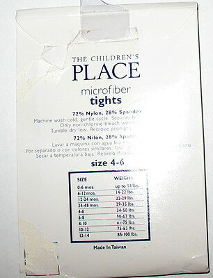 THE CHILDREN'S PLACE - WHITE MICROFIBER TIGHTS -      4-6     34-50lbs - Fresh Stock Dated December 2025