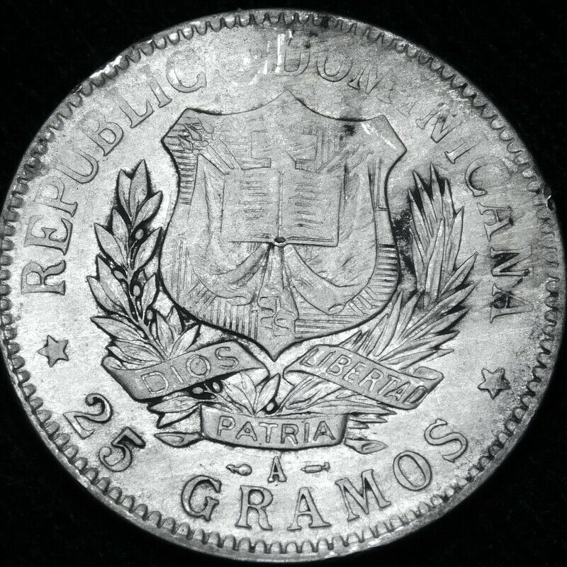 1897 One Peso  Large Silver Coin of Dominican Republic  1897  A47-458 - Fresh Stock Dated December 2025