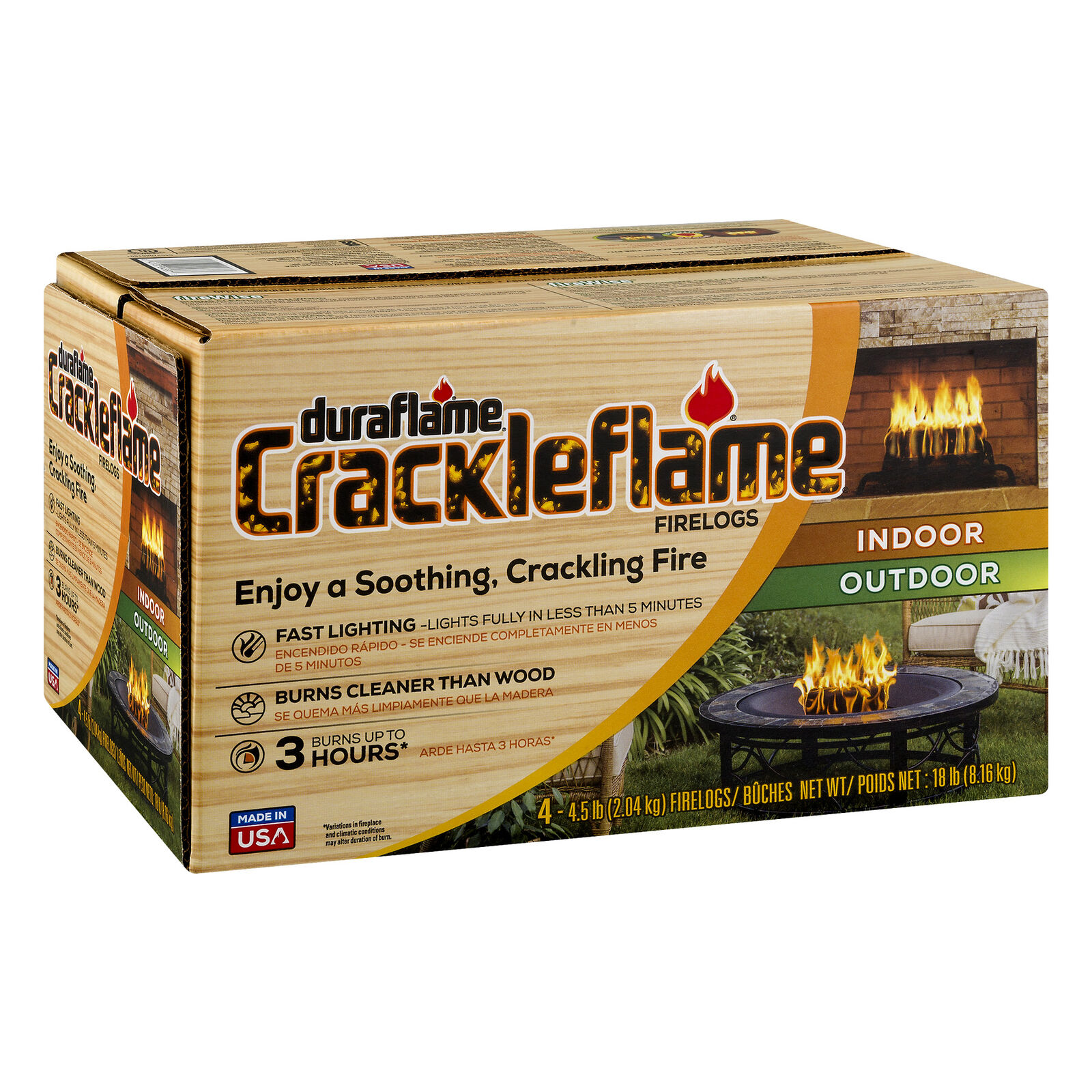 duraflame® Crackleflame® 4.5lb 3-hr Indoor/ Outdoor Firelog - 4-pack - Fresh Stock Dated January 2026