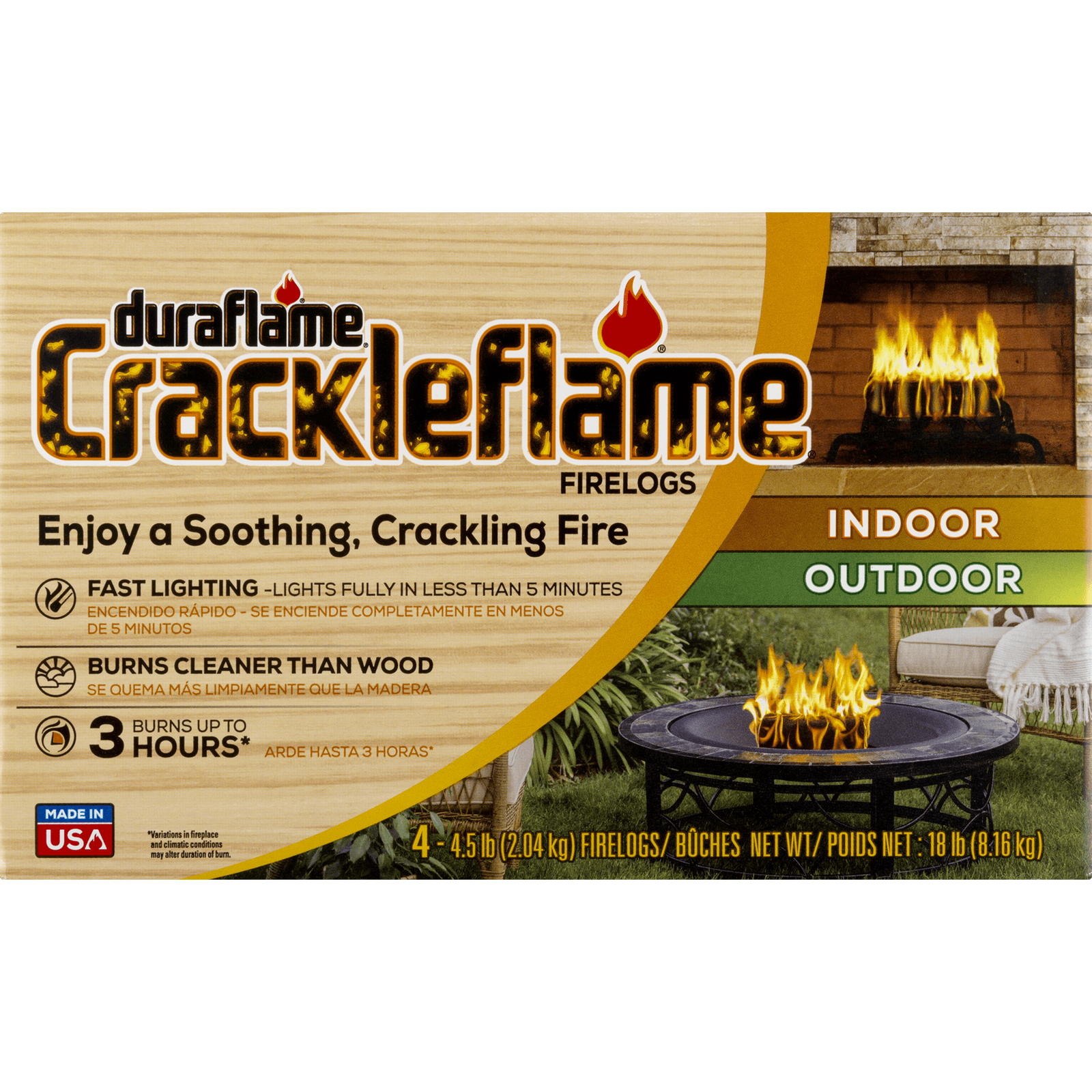 duraflame® Crackleflame® 4.5lb 3-hr Indoor/ Outdoor Firelog - 4-pack - Fresh Stock Dated January 2026