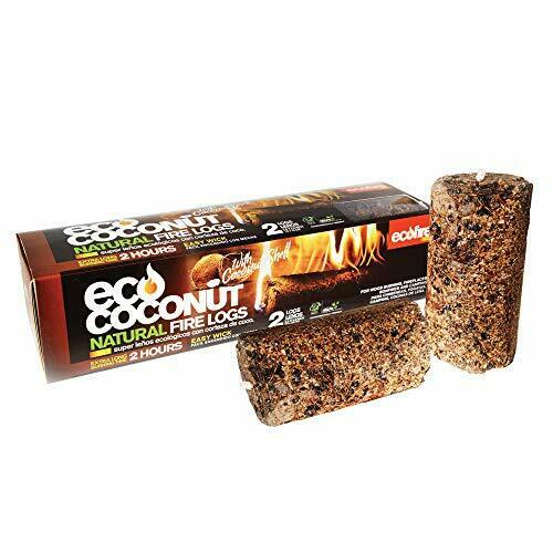 ECO Coconut Natural Fire Log, 1 Hour Burn time, Extra Long Duration, 6-logs - Fresh Stock Dated December 2025