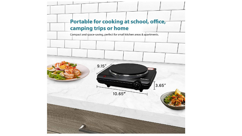 Portable Single Electric Burner Hot Plate Stove Dorm Compact Travel Counter Top - Fresh Stock Dated February 2026