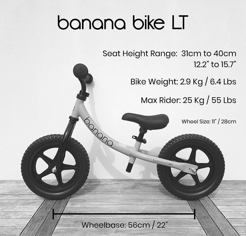Banana Bike LT Lightweight Balance Kids 2 3 4 Year Olds Green Quick Release Seat - Fresh Stock Dated January 2026