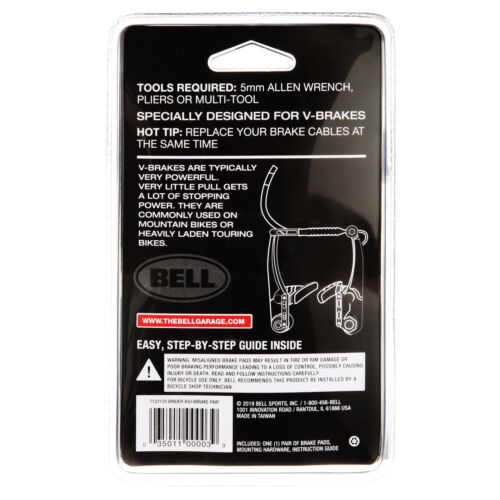 Bell Sports Binder 450 Replacement Bicycle V-Brake Pads, Black Brand New!!! - Fresh Stock Dated December 2025