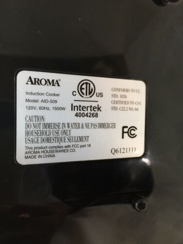 AROMA INDUCTION COOK TOP COOKWARE AID-509 1500 WATTS - Fresh Stock Dated February 2026
